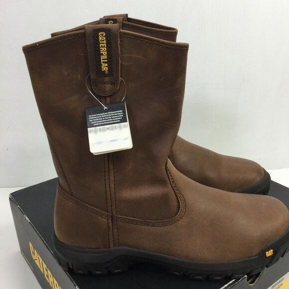 CAT Caterpillar P51034 Drawbar Pull-On Soft Toe Summer Brown Work Boots Shoes - Picture 4 of 10